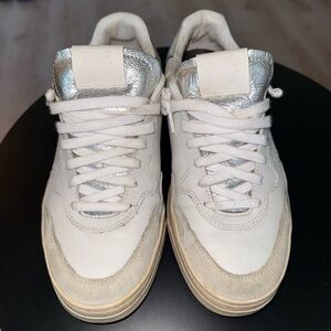 P448 White and Silver Sneakers